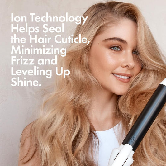 Bondiboost Clever Curler Curling Iron, 1.25 Inch Barrel For Beautiful & Natural Looking Waves/Curls, Infrared Heating + 360 Swivel Cord + 4 Heat Options & Quick Heat-Up, Includes Heat Styling Glove