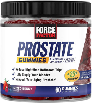Force Factor Prostate Gummies, Saw Palmetto & Beta Sitosterol Supplement For Men, Reduce Nighttime Bathroom Trips, Fully Empty Your Bladder And Support Your Aging, White, 60 Count
