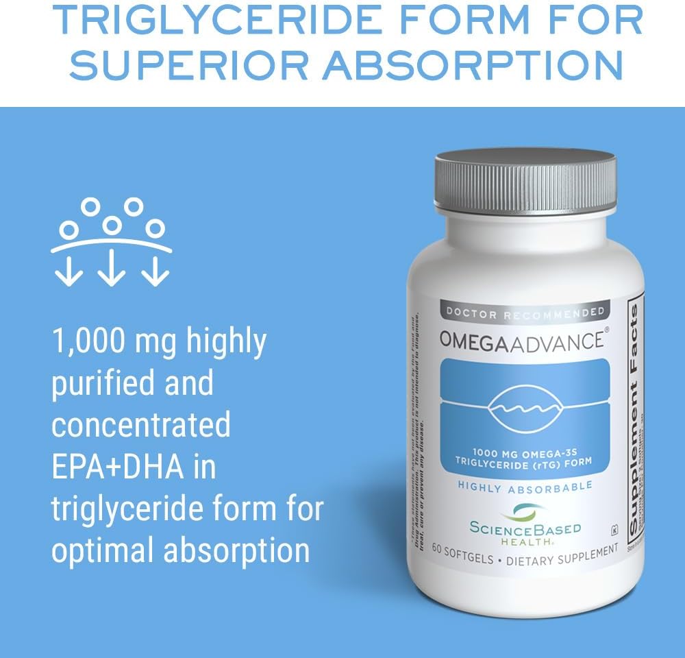 Omegaadvance Omega-3 Fish Oil – Triglyceride Form With 1000 Mg Epa & Dha – Plus Lutein & Zeaxanthin – Supports Heart, Brain Health And Eye Health – Lemon Coated – 60 Softgels : Health & Household