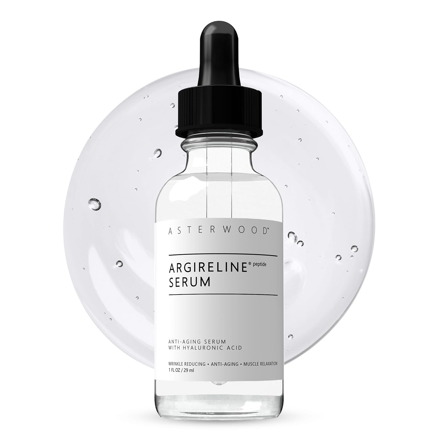 Asterwood Argireline Serum With Hyaluronic Acid - Peptide Serum For Face - Wrinkle Reducing, Anti-Aging, Nourishing - Fragrance-Free - 1 Fl Oz