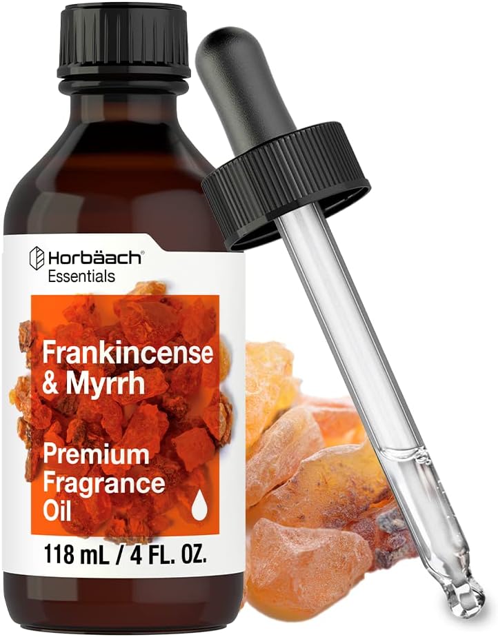 Horbäach Frankincense & Myrrh Fragrance Oil | 4 fl oz (118ml) | Premium Grade | for Diffusers, Candle and Soap Making, DIY Projects & More