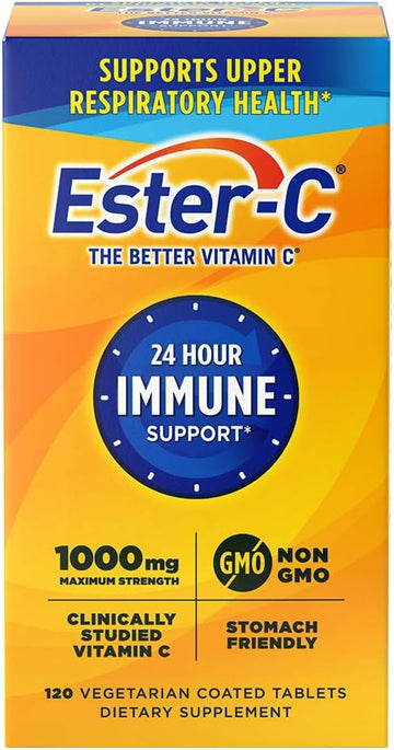 Ester-C Vitamin C 1000 Mg Coated Tablets, Immune System Booster, Stomach-Friendly Supplement, 120 Count