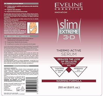 Eveline Slim Extreme 3D Thermo Active Cellulite Cream Hot Serum Treatment For Shaping Waist, Abdomen And Buttocks