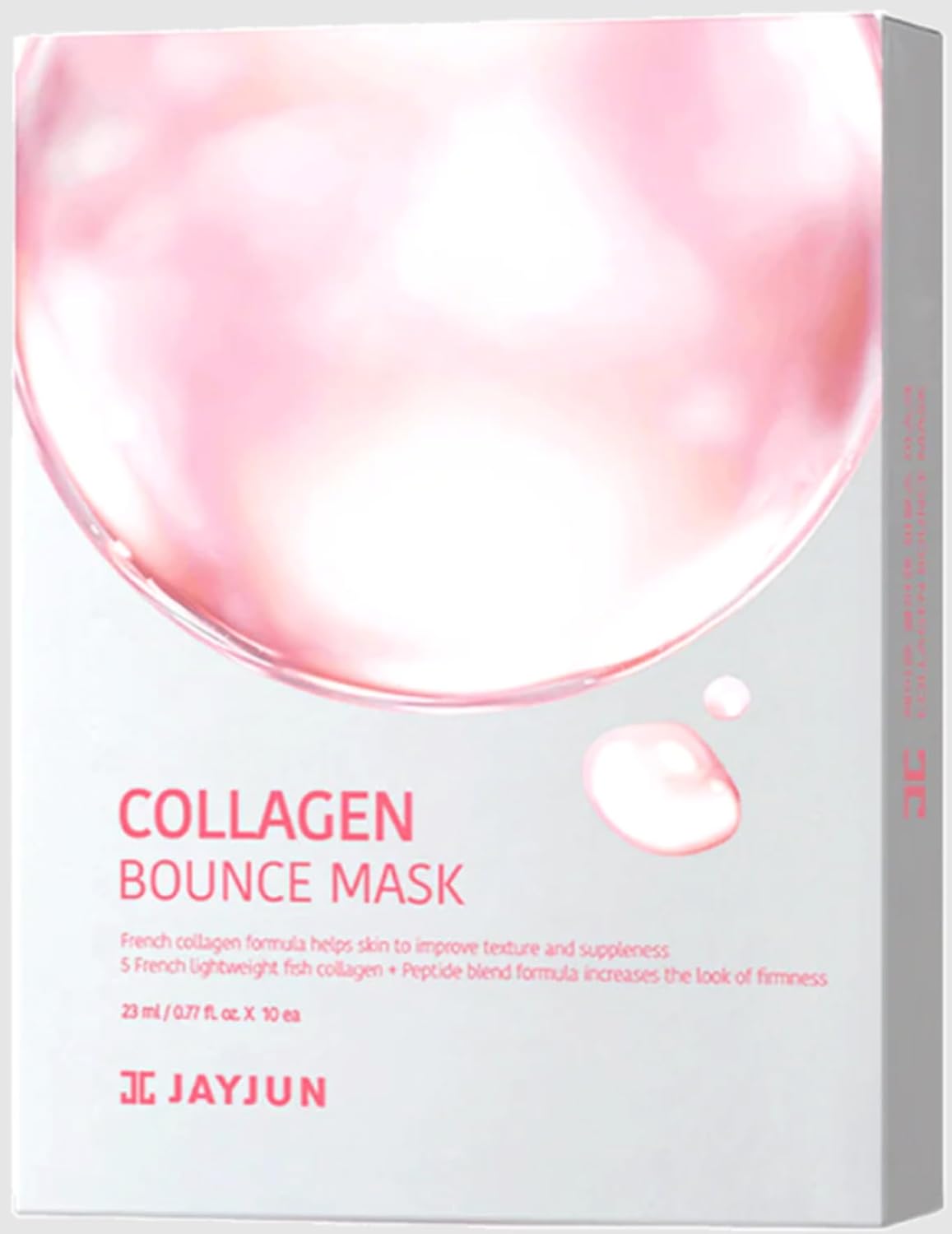 Jayjun Collagen Bounce Mask (10 Sheets) – Firming & Plumping With French Marine Collagen 0.77 Fl. Oz