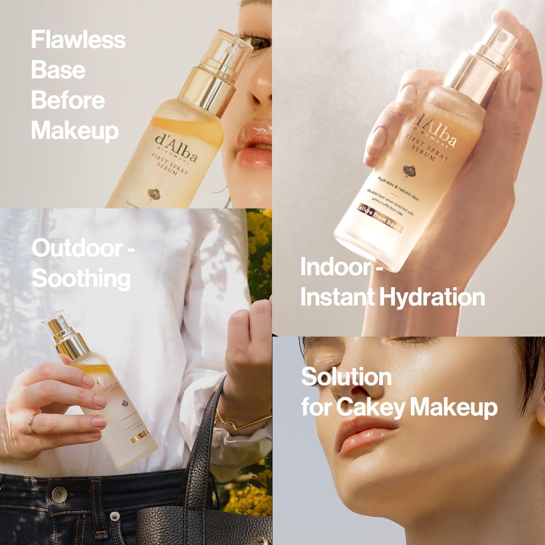 D'Alba Piedmont White Truffle First Spray Serum And White Truffle Double Serum & Cream, Face Moisturizer, Non Comedogenic, Suitable For All Skin Types (100Ml, 70G) : Beauty & Personal Care