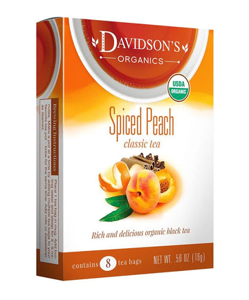 Davidson'S Organics, Spiced Peach, 8-Count Tea Bags, Pack Of 12