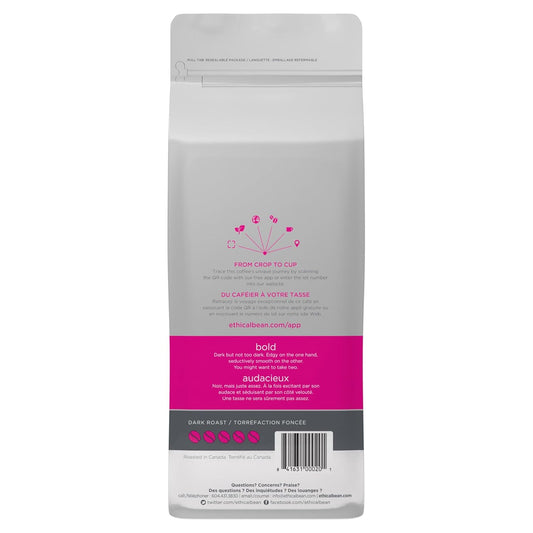 Ethical Bean Fair Trade Organic Coffee, Bold Dark Roast, Whole Bean Coffee - 2Lb (908G) Bag