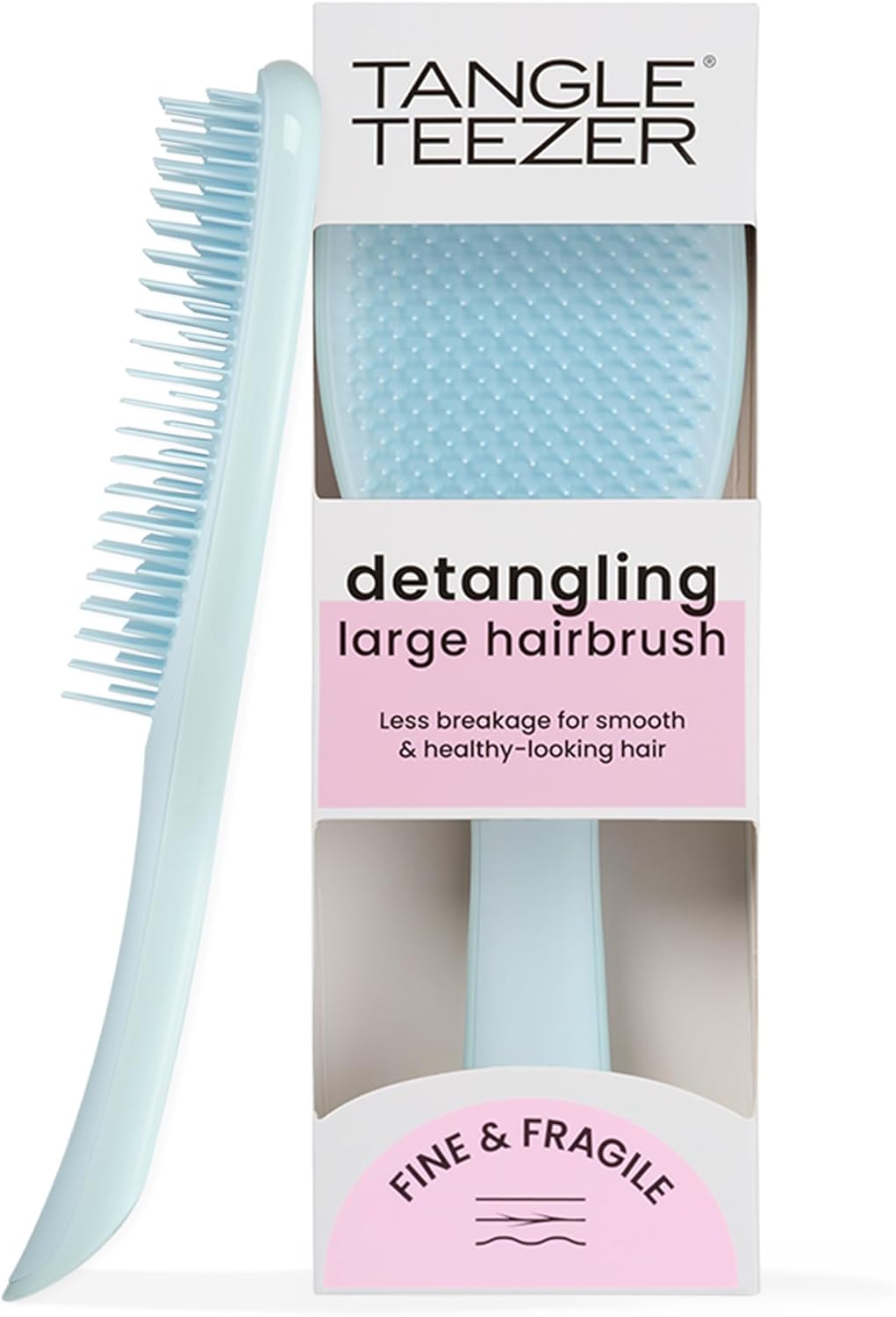 Tangle Teezer Large Fine And Fragile Ultimate Detangler Hairbrush For Coloured, Fine & Thin Hair - Two-Tiered Soft Flex Teeth Reduce Breakage & Pulling - Gentle On Delicate Hair - Seafoam Blue