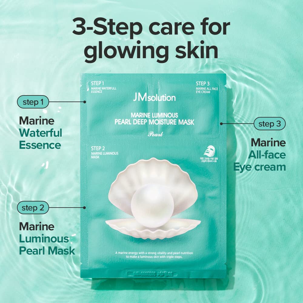 Jmsolution Marine Luminous 3 Step Mask 2 Pack(20Ea)-White Pearl Deep Moisutre + Black Pearl Balancing