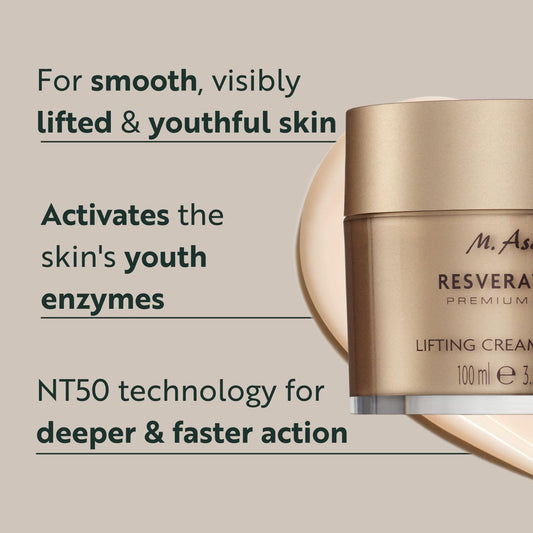 M. Asam Resveratrol Premium Lifting Cream (1.69 Fl Oz) - Anti-Aging Face Moisturiser, Resveratrol Day And Night Cream, Hydrating Skin Care With Peptides, Vegan Face Cream