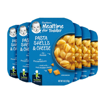 Gerber Mealtime for Toddler Pasta Shells & Cheese, 6 Ounce (Pack of 6)