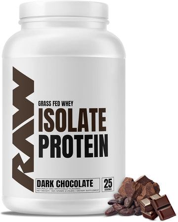 Raw Whey Isolate Protein Powder, Dark Chocolate - 100% Grass-Fed Sports Nutrition Protein Powder For Muscle Growth & Recovery - Low-Fat, Low Carb, Naturally Flavored & Sweetened - 25 Servings