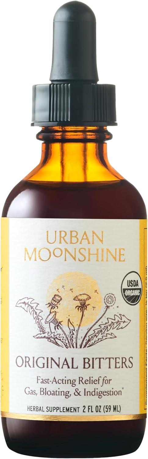 Urban Moonshine Original Bitters - Certified Organic - Bloating Relief - Supports Liver Function & Appetite Regulation - Gentle Detox - Digestive Bitters - Gluten Free Herbal Supplement - 2 Fl Oz