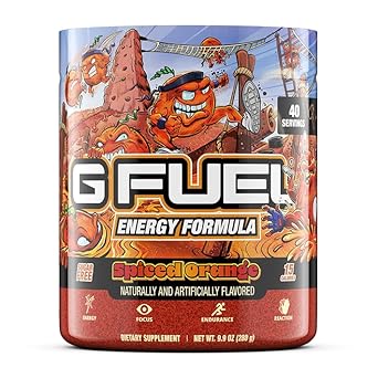 G Fuel Spiced Orange Energy Powder, Sugar Free, Clean Caffeine Focus Supplement, Water Mix, Focus Amino, Vitamin + Antioxidant Blend, 9.9 Oz (40 Servings)