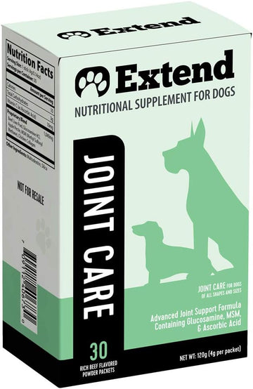 Extend - Joint Care for Dogs - 1 Month Supply - Glucosamine for Dogs with MSM & Ascorbic Acid - Pure Grade Ingredients - 100%