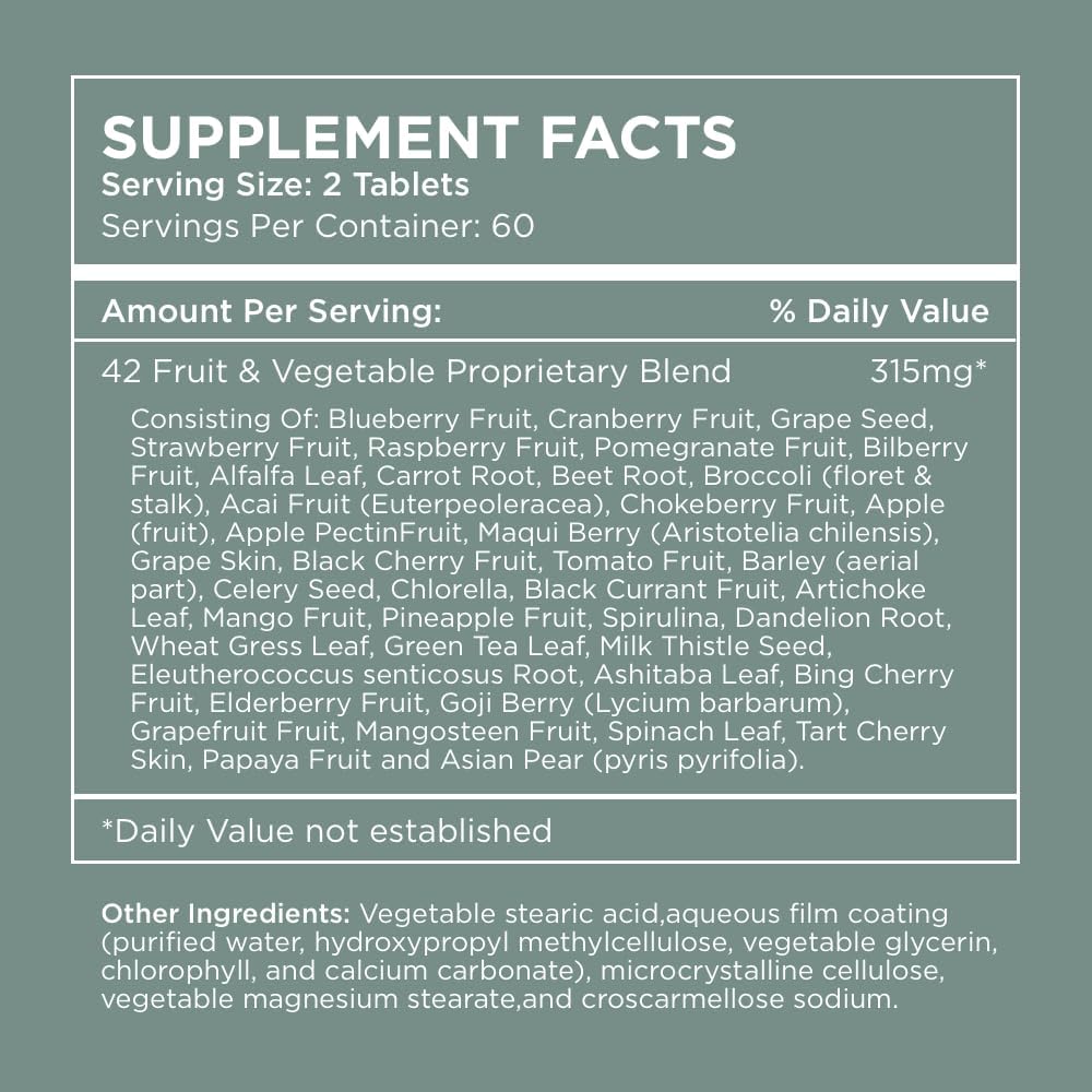 Pure for Men Multivitamin Supplement | Energy, Mood Support, Strong Bones, Antioxidants, Minerals | Vitamins A, B, C, D, Magnesium, Calcium | 42 Fruit & Vegetable Proprietary Blend | 120 Vegan Tablets : Health & Household