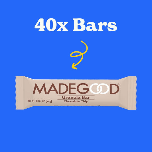 Madegood Chocolate Chip Granola Bars, 40 Count (0.85Oz Each) Contains Nutrients From Vegetables, Gluten Free Snacks