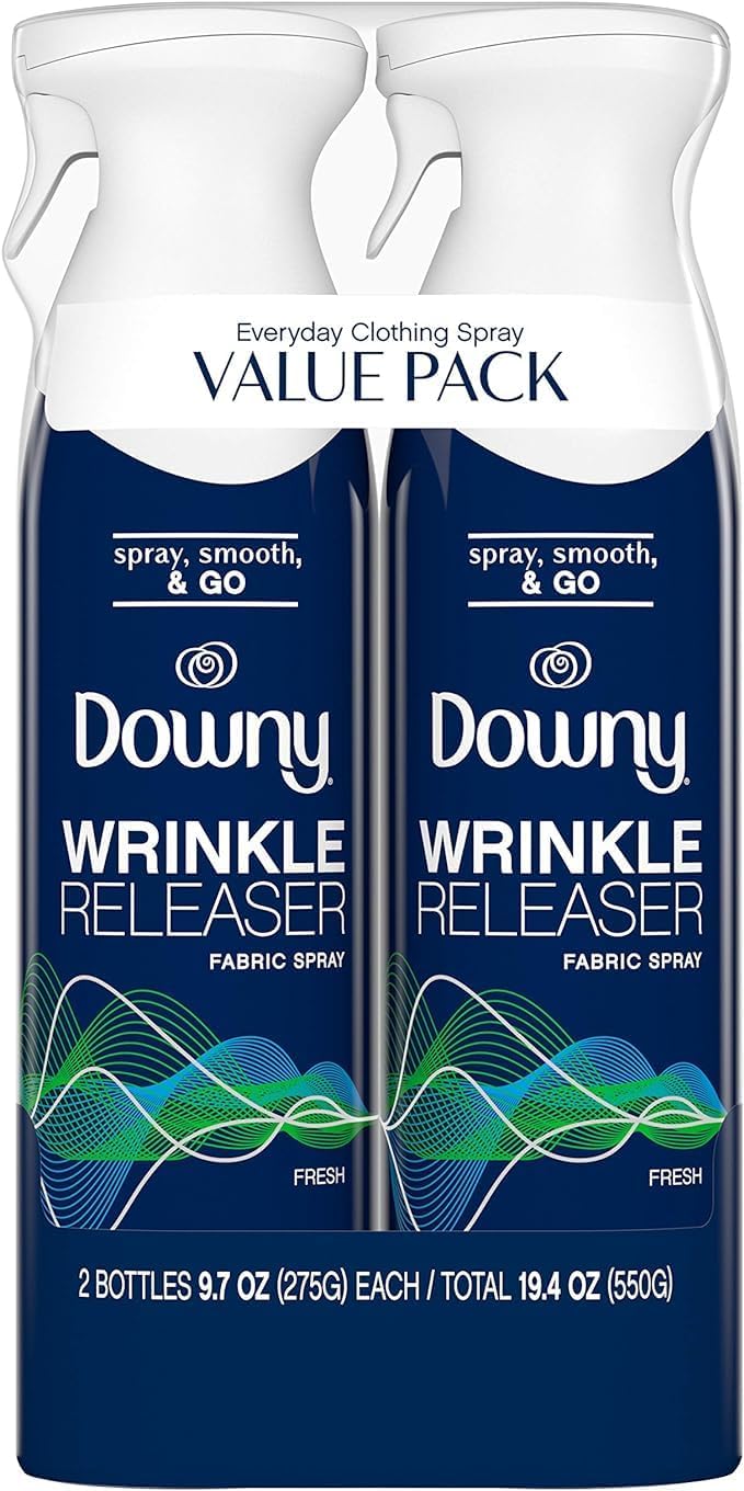 Downy Wrinkle Releaser Spray, All in One Formula, Removes Wrinkles, Static and Odor Eliminator, Light Fresh Scent, 9.7 Fl Oz, Pack of 2