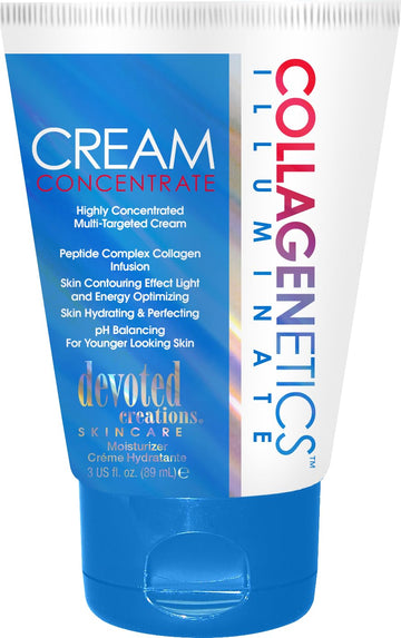 Devoted Creations Collagenetics Illuminate Cream Concentrate 3Oz - Highly Concentrated Multi-Targeted Cream Skin Hydrating & Perfecting – Ph Balancing For Younger Looking Skin