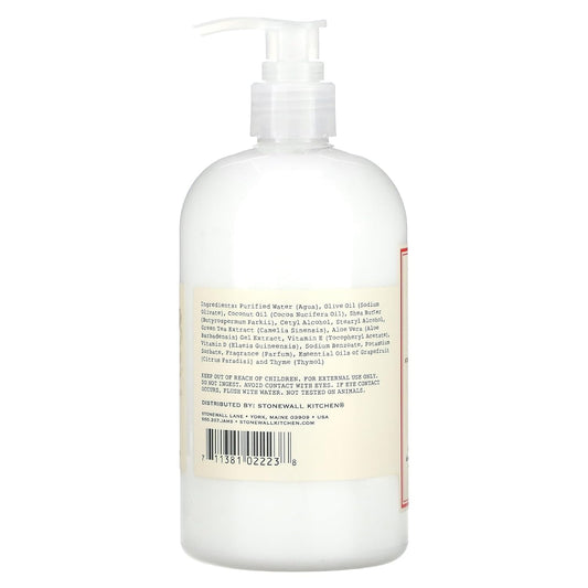 Stonewall Kitchen Grapefruit Thyme Hand Lotion, 16.9 Ounce Bottle : Body Lotions : Beauty & Personal Care