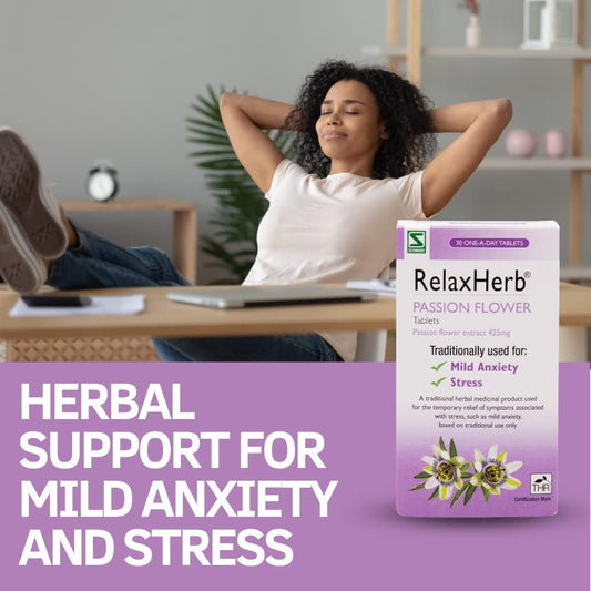 Schwabe Pharma - Relaxherb - Passion Flower Extract 425G - Traditionally Used For The Relief Of Low Mood - Traditional Herbal Medicinal Product - 30 Tablets