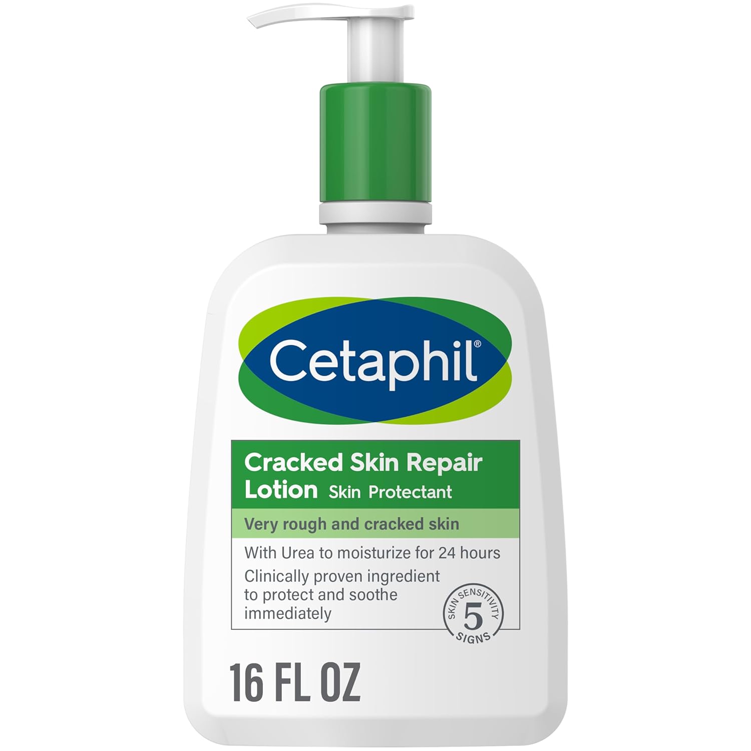 Cetaphil Cracked Skin Repair Lotion, 16 Oz, For Very Rough & Cracked, Sensitive Skin, 24 Hour Hydration, Protects & Hydrates Cracked Skin, Hypoallergenic, Fragrance Free