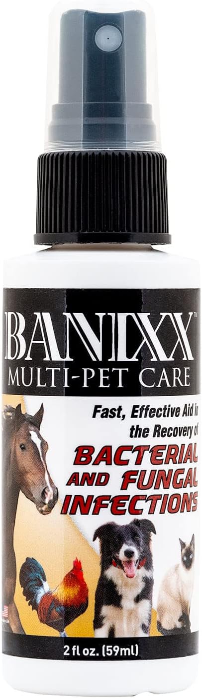 BANIXX Horse and Pet Care Travel Size. Non-irritating, Odorless Spray for Scratches, Rain Rot, Hot Spots, Wounds, Ringworm, Ear infections, Itchy Skin, and More. Safe Around The Eyes, Rapid Results : Pet Supplies