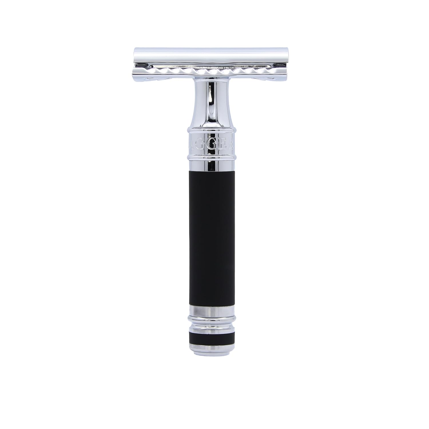 Edwin Jagger Des86Rcblamz Short Handled Classic Double Edge Manual Eco-Friendly And Reusable Safety Razor For Men And Women For Shaving Cream Or Soap Fits All De Razor Blades (Black Rubber Coated)