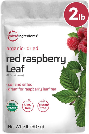 Organic Dried Raspberry Leaf Tea, 2Lbs | Refills Up To 907 Tea Bags | Premium Source From Germany For Herbal Pregnancy Tea | Cut & Sifted Whole Leaves | Non-Gmo, No Sugar, Eco-Friendly Recyclable Bags