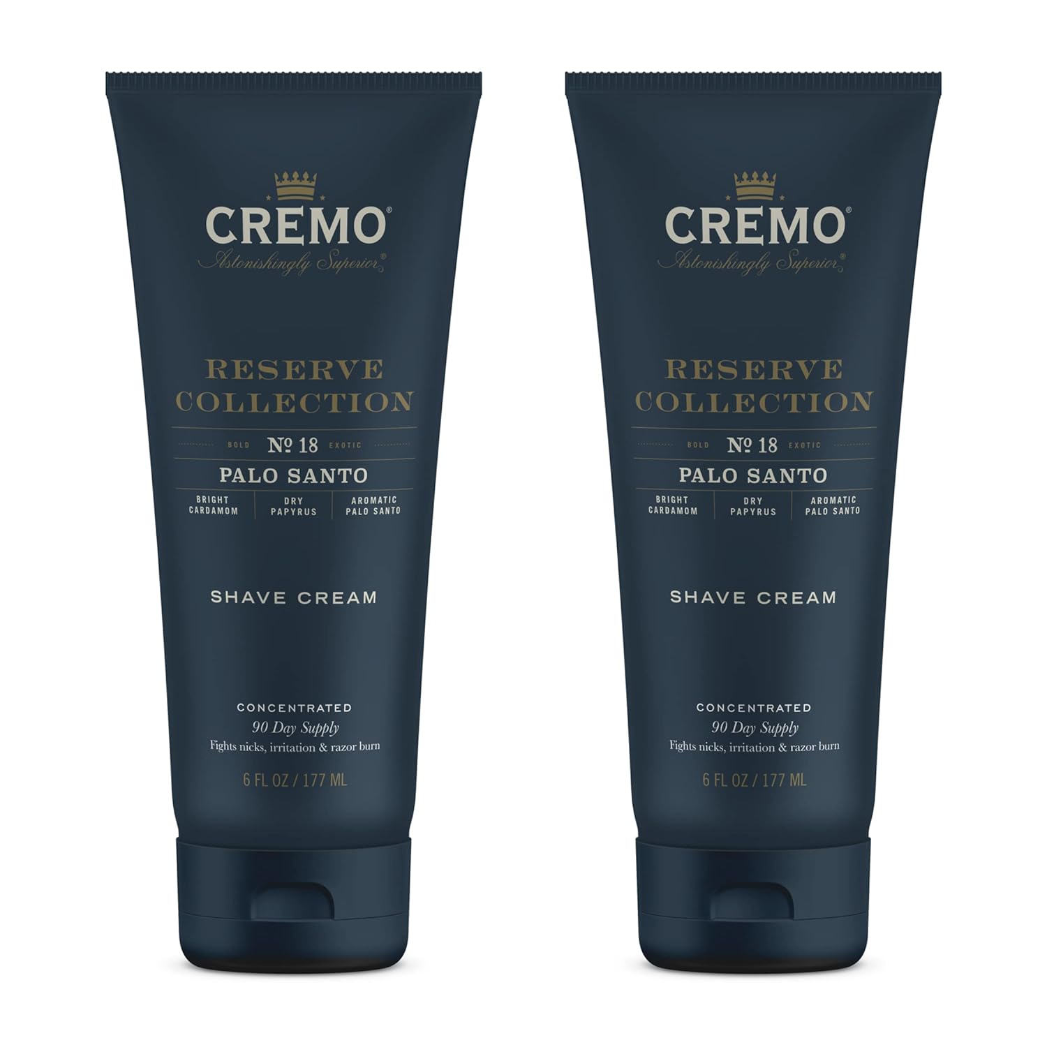 Cremo Barber Grade Palo Santo (Reserve Collection) Shave Cream, Astonishingly Superior Ultra-Slick Shaving Cream Fights Nicks, Cuts and Razor Burn, 6 Fl Oz (2 Pack)