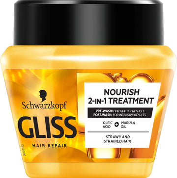 Schwarzkopf Gliss Kur Oil Nutritive Keratin Serum + Precious Beauty Oils Hair Repair Mask Masque For Anti-Split-Ends Treatment 300Ml