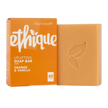 Ethique Uplifting Sweet Orange & Vanilla Soap Bar - Body Wash for All Skin Types - Plastic-Free, Vegan, Cruelty-Free, Eco-Friendly, 4.23 oz (Pack of 1)