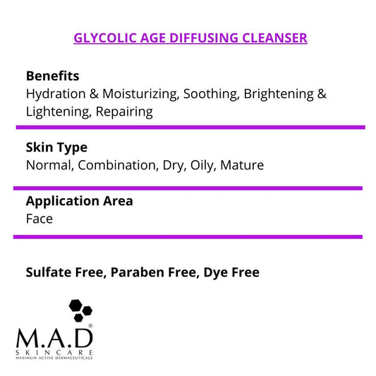 M.A.D Skincare Anti-Aging Glycolic Age Diffusing Cleanser 6.75 Fl. Oz