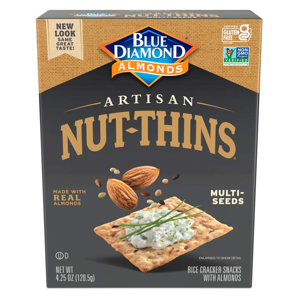 Blue Diamond Almonds Artisan Nut Thins Cracker Crisps, Multi-Seeds, 4.25 Ounce (Pack Of 12)