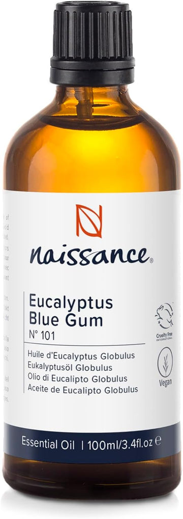 Naissance Eucalyptus Blue Gum (Eucalyptus Globulus) Essential Oil (No. 101) - 100ml - Pure, Natural, Vegan, Cruelty-Free and Undiluted - Use in Aromatherapy, Massage Blend & Diffusers