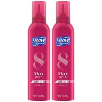 Suave Max Hold 8 - Volumizing Mousse For Fine, Wavy & Curly Hair, Moisturizing & Nourishing Volume Foam, 9 Oz (Pack Of 2)