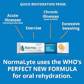 NormaLyte Oral Rehydration Salts, Orange, 6 Pk (Yields 500mL per Pack)