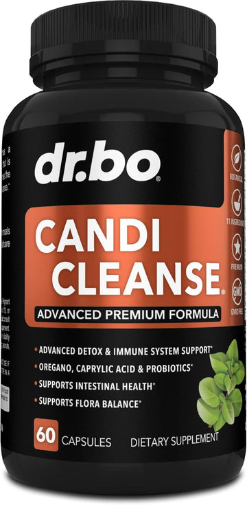 Candi Cleanse Support Supplement Pills - Anti Overgrowth Supplements For Women & Men - Extra Strength Balance Control Probiotic Complex Cleanser - Natural Oral Herbal Oregano & Caprylic Acid Capsules