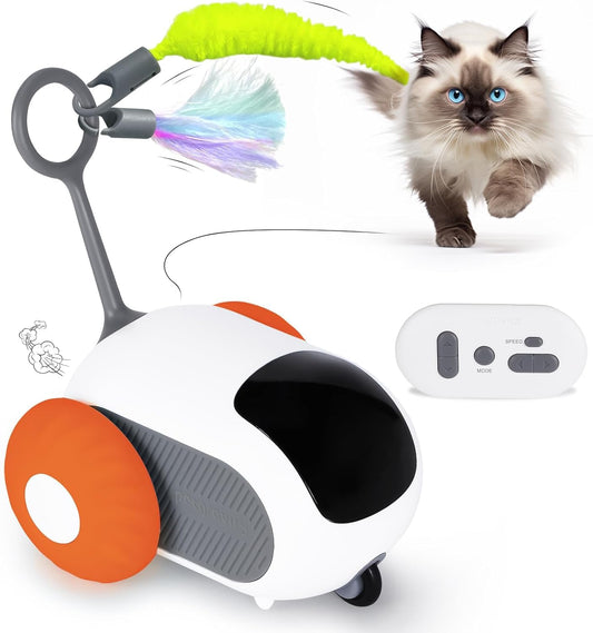 INFINIBYTE Cat Interactive Toy for Indoor Cats - Remote Control Cat Automatic Moving Toy with 2-Speed Adjustment, Smart Cat Car Toy,Boredom Busters for Cats Fun 2.0 Toy