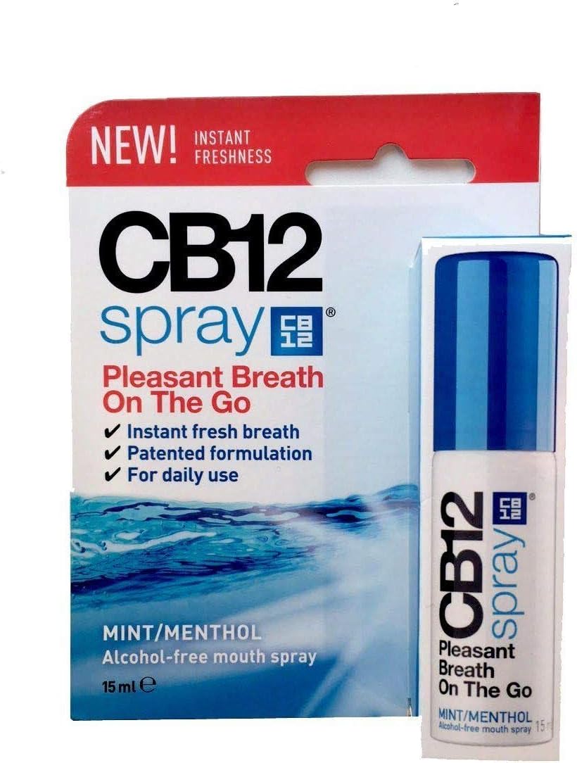 CB12 White Mouthwash, Whiter Teeth After 2 Weeks, Pleasant Breath for 12 Hours, 250 ml & CB 12 Spray – Instant Freshness on The Go, Reduces The Root Cause of Bad Breath, with Zinc Acetate