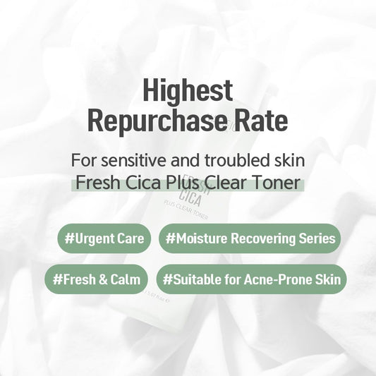 Nacific Fresh Cica Clear Triple Set (Toner 150Ml, Serum 50Ml, Cream 50Ml) Skin Calming, Soothing, Relief, Moisturizing