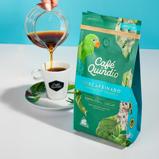 Cafe Quindio Decaf - Medium Roast 100% Colombian Excelso Ground Arabica Coffee - 12 Ounce Bag (340G)