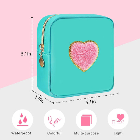 Sanitary Napkin Storage Bag, Period Bag, Portable Period Pouch, Feminine Menstrual Pad Tampon Organizer, First Period Kit for teen Girls School (LakeBlue+Pink)