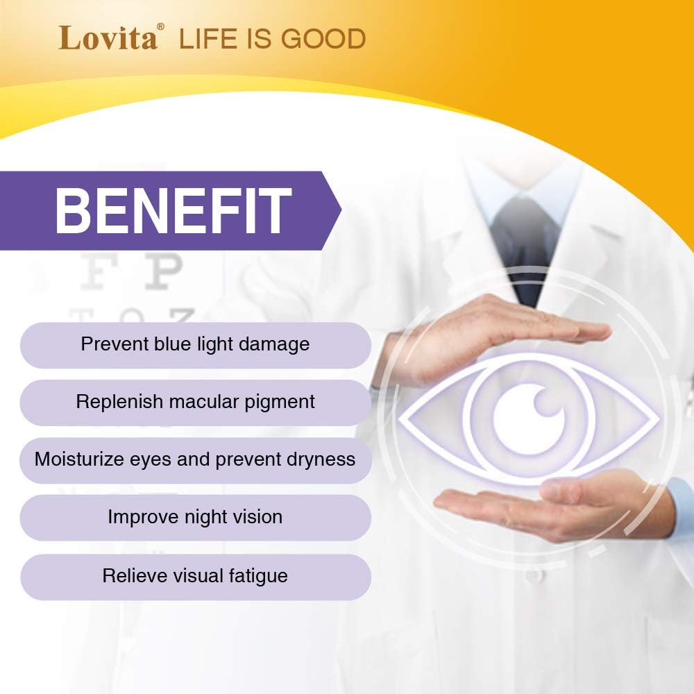 Lovita Eyes Care, Eye Vitamins With Clinically Proven Floraglo Lutein, Black Currant & Eyebright, Supports Eye Strain, Dry Eye And Vision Health, 60 Vegetarian Capsules : Health & Household