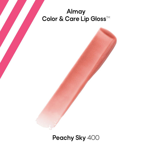 Almay Hydrating Lip Gloss, Soft Natural Colors, Prebiotic Complex, Hyaluronic Filling-Sphere Technology, 400 Peachy Sky, 0.1 Fl Oz