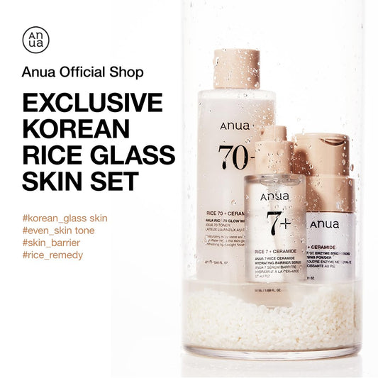 Anua Rice Trio Set : Rice Cleansing Powder & Milky Toner & Hydrating Serum, Marshmallow Face Mask Maker, For Glass Skin, Fragrance Free, Korean Skincare