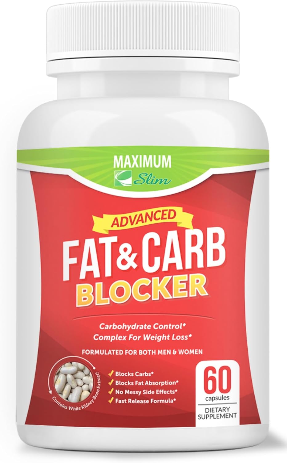 Maximum Slim Fat & Carb Blocker Pure Kidney Bean Extract For Weight Loss And Appetite Suppressant