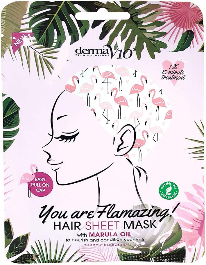 Derma V10 Hair Sheet Mask Nourishing And Conditioning X 4 Pack Vegan (4 Pack Marula Oil)