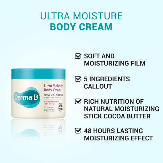 Ultra Moisture Body Cream with Olive Oil and Allantoin, 48 Hour Lasting Skin Moisturization, 14.54 Fl Oz, 430ml