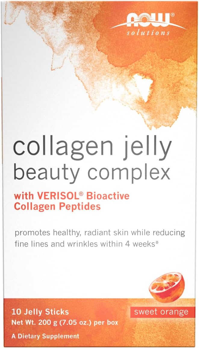 Now Foods Solutions, Collagen Jelly Beauty Complex, Sweet Orange Flavor, 10 Jelly Sticks